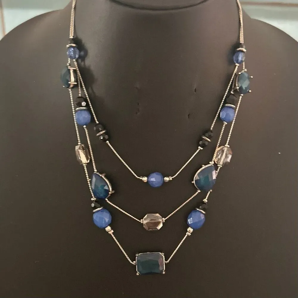 NY New York & Company Beaded Layered Statement Necklace 16